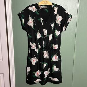 Banana Republic Black Floral Short-Sleeve Dress, Size M Preowned, Good Condition